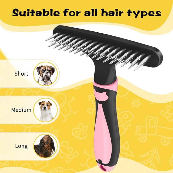 Pet Hair Remover, Dog Cat Hair Remover, Multipurpose - Fuzz & Hairball Reducer, Carpet Groomer, Suitable for Rugs & Carpets (Pink)