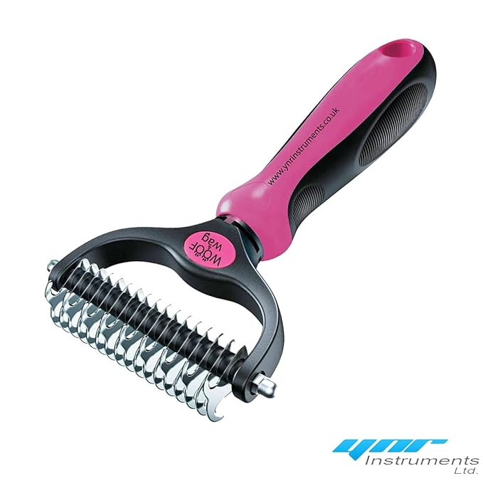 YNR Dog Dematting Comb Grooming Tool Kit, 2 Sided Professional Deshedding Comb Undercoat Rake to Remove Loose Knots, Mats, Tangles Hairs Fits for Pets, Dogs, Cats, Horses and Rabbits