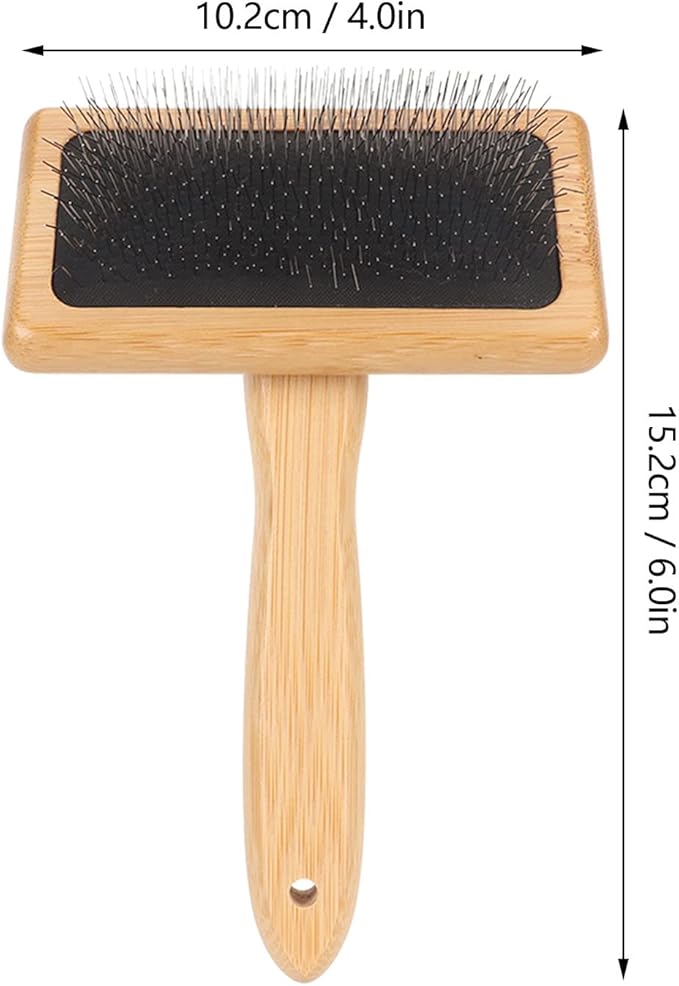 Sheepskin Wool Brush, Sheepskin Wool Wire Brush with Hole Cushion, Macrame Slicker Comb Pet Slicker Brush with Wood Handle for Grooming, Removing Shedding and Dirt (L)