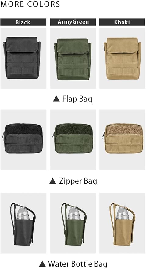 Tactical Dog Adjustable Training Harness Dog Saddle Bag Backpack Vest with Handle Military No Pull Dog Harness for Small Medium Large Dogs (One Size, ArmyGreen Flap Bag)