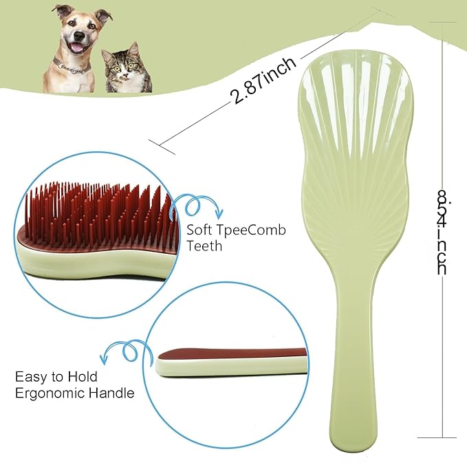 Soft Bristle Puppy Brush for Small Dogs - Gentle Grooming Brush for Shih Tzu, Yorkie, Maltese & Maltipoo. Effective Dog Hair Remover for Tangles & Shedding (Red)
