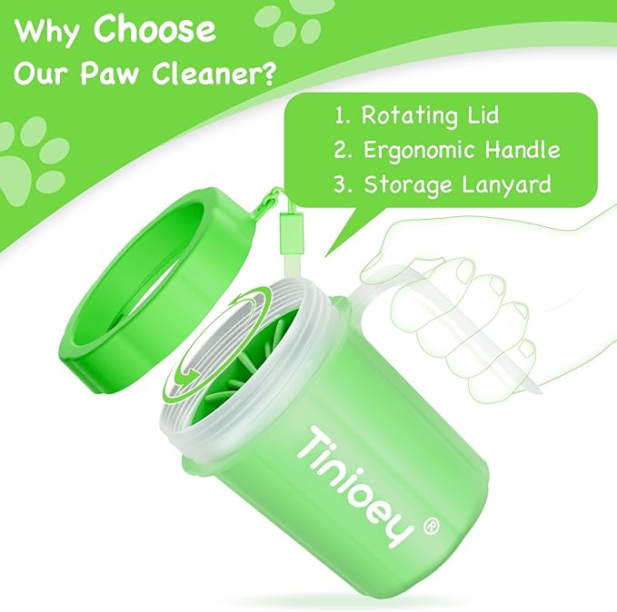 Paw Cleaner with Handle for Small to Medium Dogs - Clean Muddy Feet, Paws and Paw Washer for Pets (Green)