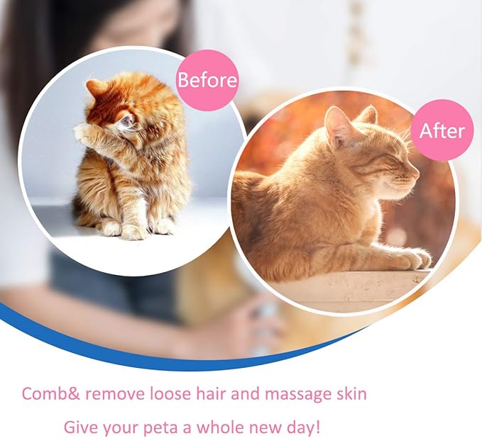 KIRTI Self Cleaning Slicker Brush for Dogs and Cats, Pet Grooming Hair Brush with Pin, Removes Shedding Tangled Hair and Massage Pink