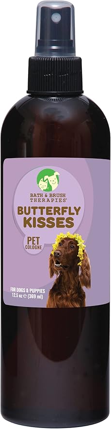 Showseason Bath & Brush Therapies® Butterfly Kisses Pet Cologne 12.5 oz For Dogs | Long-Lasting Odor Eliminator | Paraben-Free | Biodegradable and Non-Toxic | Made in USA