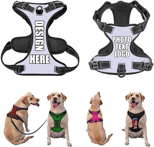 Custom Name Harness for Dog, Customized Pet Harnesses for Large Dogs, Personalized Dog Harness for Small Dog, Custom Pet Vest for Puppy, No Pull Dog Vests Personalization, Lightpurple, S