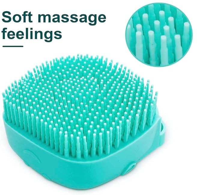 Pet Bath Massage Brush Puppy Dog Cat Grooming Soft (Blue)