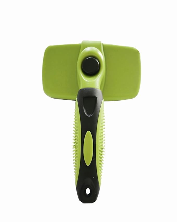 Pet Hair Slicker Brush, Pet Grooming, Smooths Pet Coat, Cat and Dog Slicker Hair Brush, Removes Loose Fur, Ideal for Short to Long Hair, Comfortable Grooming., Regular, Green