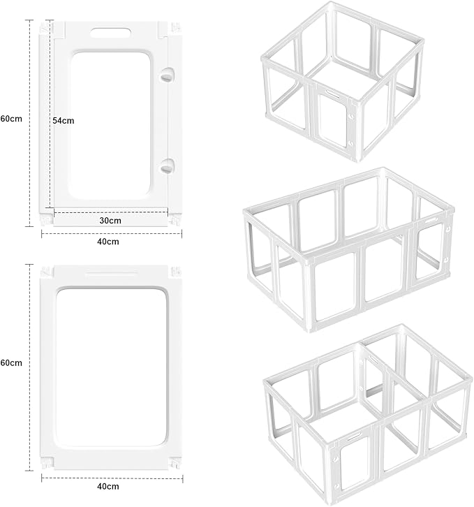 Clear Acrylic Dog Playpen Transparent Pet Playpen Indoor-Easy Assemble and Disassemble Dog Fence-Clear Pet Pen Dog Playpen for Puppy Bunny Cat Pig(23.6" H, 9 Panels+1 Door) White