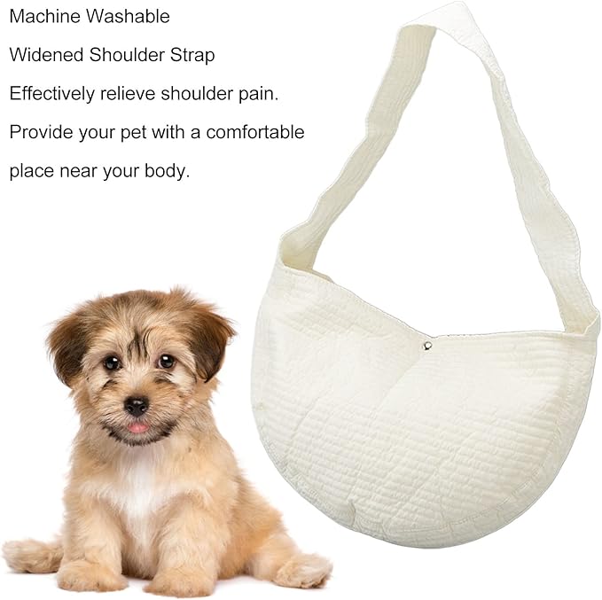 Dog Sling Carrier, Breathable Hand Safe Pet Sling Carrier Soft Comfortable Cat Sling Carrier with Widen Shoulder Strap for Outdoor, Traveling, Subway, Small Dogs, Cats,