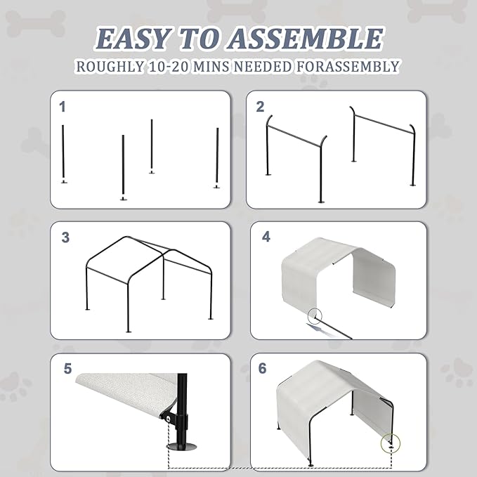 Outdoor Dog Shade 4'x4'x3' Dog Tent for Large Medium Dogs - Waterproof Pet Tent for Medium to Large Dogs, Cats, and Livestock with Sturdy Steel Frame and Ground Nails