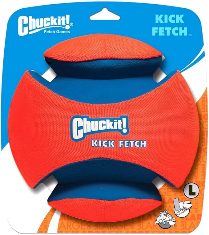 Chuckit! Kick Fetch Ball Dog Toy, Large (8 Inch) & Ultra Ball Dog Toy, Large (3.0 Inch Diameter) Pack of 1, for breeds 60-100 lbs