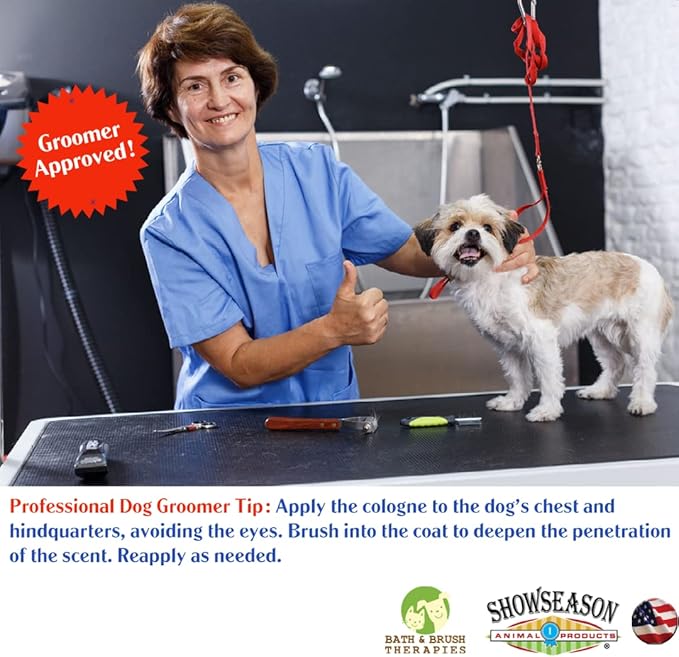 Showseason® Toasted Almond Pet Cologne 2.5 oz For Dogs |Travel Size | Long-Lasting Odor Eliminator | Cruelty-Free | Paraben-Free | Biodegradable | Made in The USA