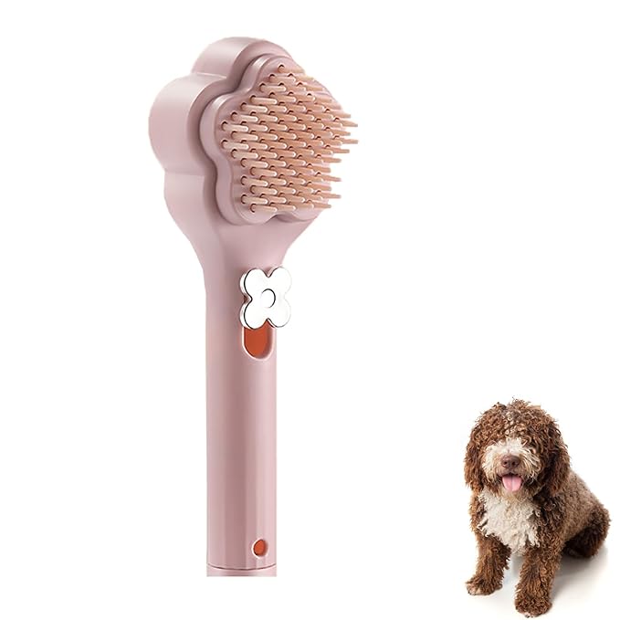 Self-Cleaning Soft Fur Brush for puppy – Scalable Gentle Grooming Brush Small Dogs Comb for Chihuahuas, Teddy Dogs, Yorkies, Maltipoos, Shih Tzus (Pink)