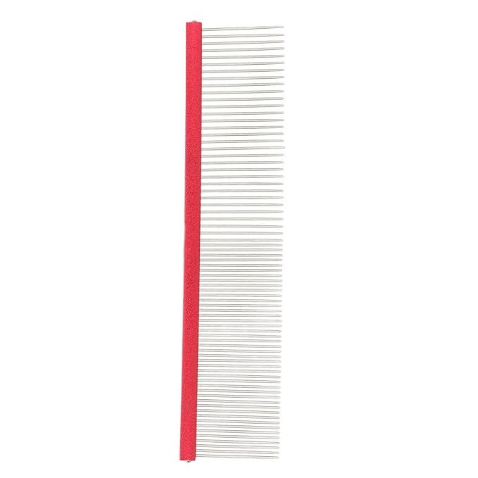 VINGVO Greyhound Comb for Dogs, Metal Dog Comb with Rounded Ends, 16cm/6.3in, Red