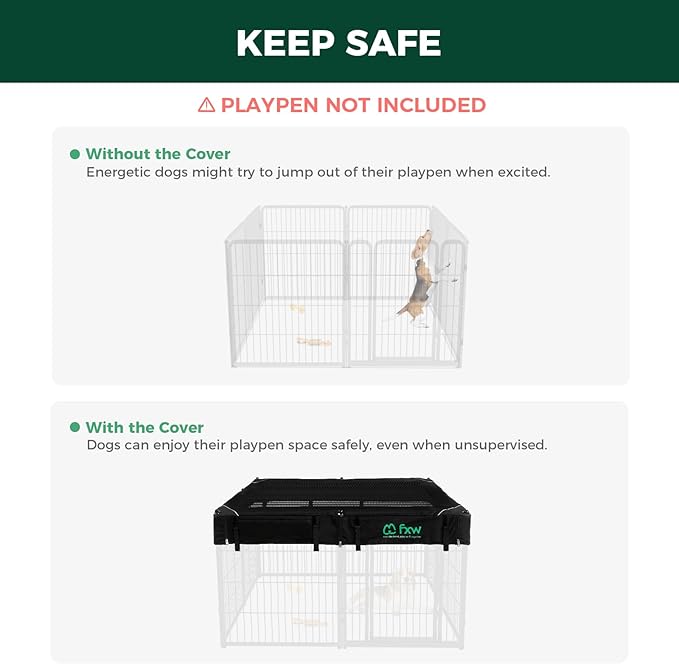 FXW Mesh Top Cover Specialized for FXW Dog Playpen (Not Suitable for Other Brands), Fits for FXW 32"/40"/45" H 8 Panels Homeplus/Rollick/Instant Dog Playpen│Patent Pending (Playpen not Included)