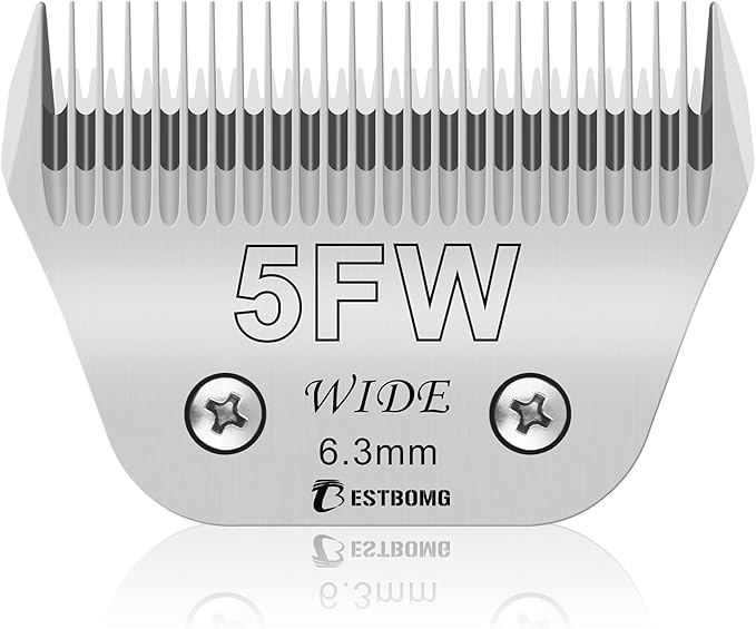 BESTBOMG Size 5FW Wide Detachable Pet Dog Grooming Blades-Cutting Length 1/4"(6.3mm),Compatible with Andis,Oster A5,Wahl km10 Clippers