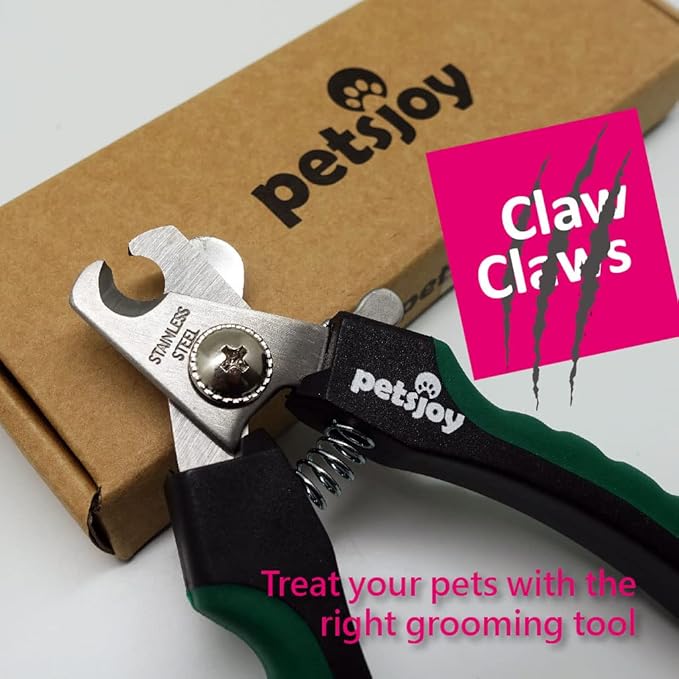 PetsJoy Pet Nail Clipper with Protective Guard to Avoid Over-Cutting, Toenail Trimmer with Razor Sharp Stainless Steel Blades and Anti-Slip Handle, Size:M, for Small to Medium Pets