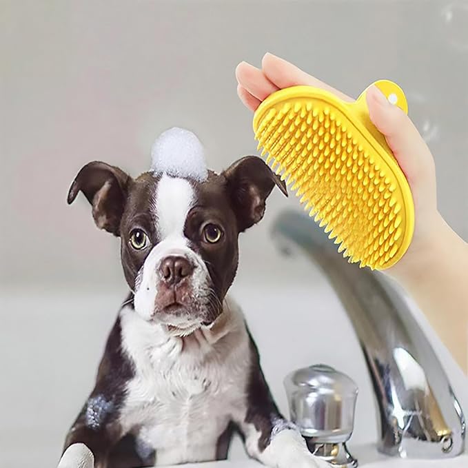 Dog Bath Brush. Dog Washing Brush.2 Sets Short Haired and Long Haired Dog and Cat Bath Brushes (yellow)