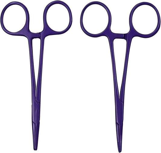 Pet Colourful Stainless Steel Hemostat Hemostatic Forcep,Pet Ear Hair Pull Forcep,Bend Head and Straight Head kit (Purple)