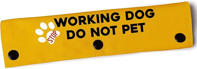 YROVWENQ Do Not Pet Dog Leash Wrap Yellow for Dogs Rope with Message - Hilarious Gift Idea for Pet Birthdays and More (Working Dog Do Not Pet Sleeve)