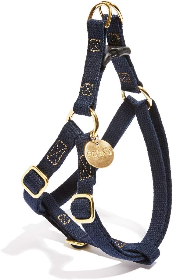 Found My Animal - Navy Cotton Cat & Dog Harness (Extra Large) - Hand Dyed & Crafted Dog Harness - Adjustable, Pet Harness with Solid Brass Rings & Buckle - Dog Training Harness - Made in USA