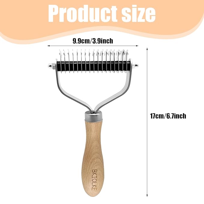 Pet Dematting Comb, Deshedding Brush for Dogs & Cats, Undercoat Rake for Dogs with Stainless Steel Blades, Dog Comb for Matted Hair, Easy to Use Deshedder Brush for Dogs