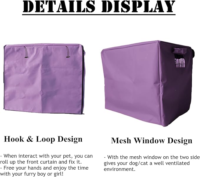 Dog Crate Cover Waterpoof Purple Pet Kennel Covers for Puppy Cat Indoor Outdoor Fit for 1 Door Wire Crate, 23.62x15.75x15.75 Inch