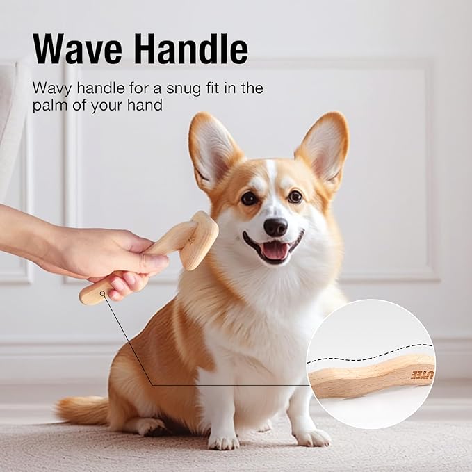 Slicker Brush Groom Like a Professinal Stainless Steel Pins, Lightweight Beech Wood Body, Ground and Polished Tips, Large Pet Bruch