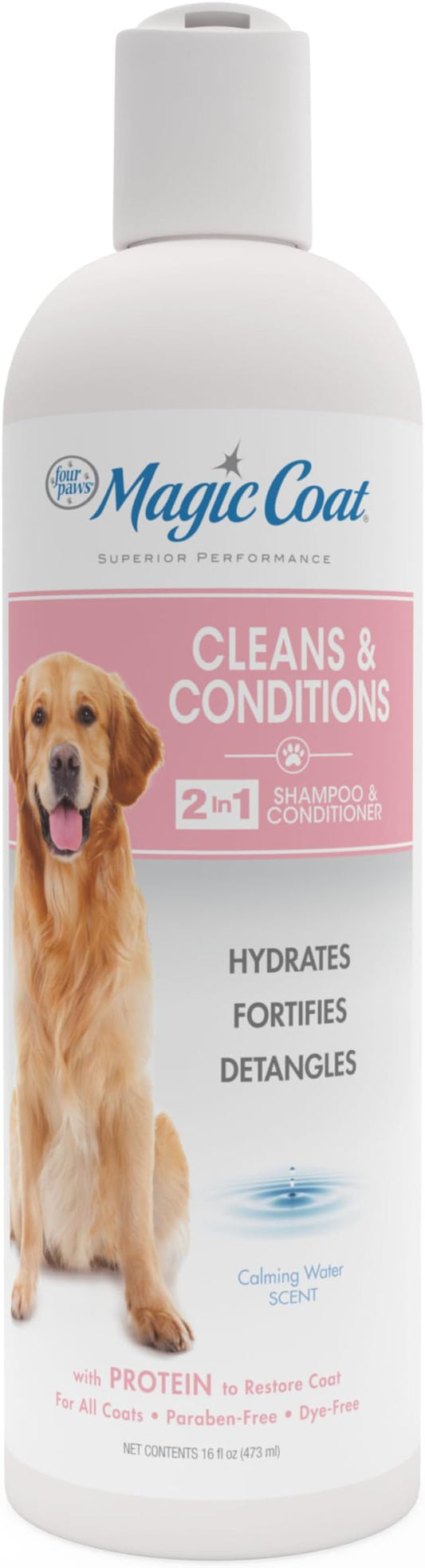 Four Paws Magic Coat Cleans & Conditions 2 in 1 Shampoo and Conditioner, 16 Ounce