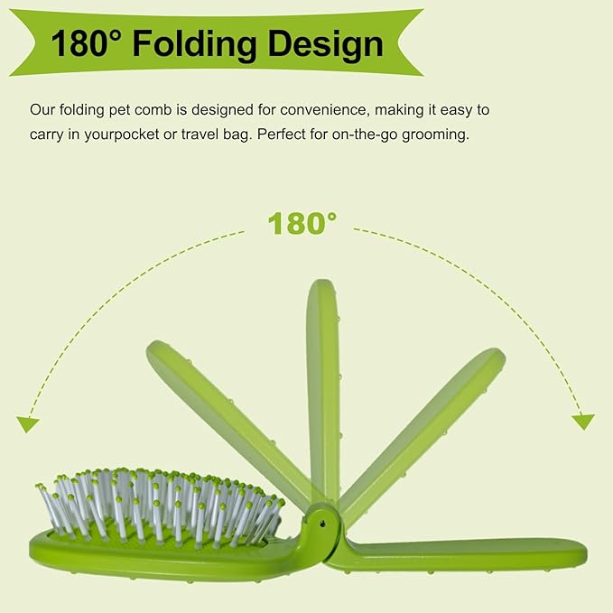 Foldable Cactus Puppy Brush Small Dogs Soft Bristles Grooming Tool Yorkie Shih Tzu Maltipoo Maltese (Dark Green)