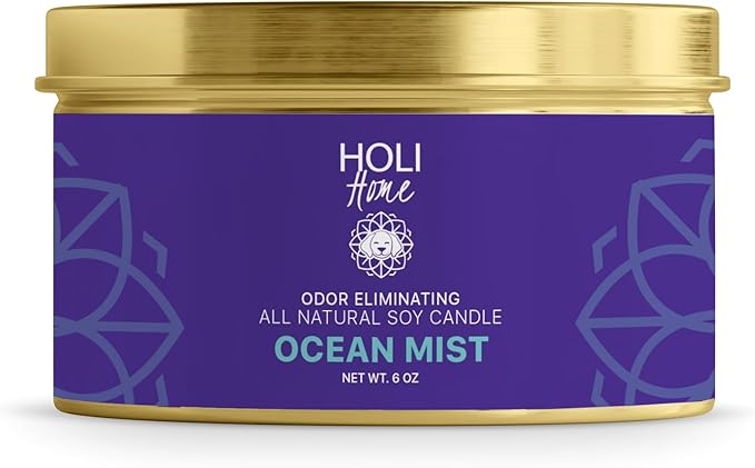 HOLI Pet Odor Eliminator Candle – Ocean Mist Scent – All Natural Soy Wax, Paraben & Phthalate Free, Pet Safe, Long-Lasting 30-Hour Burn, Non-Toxic & Plastic-Free Air Freshener for Home