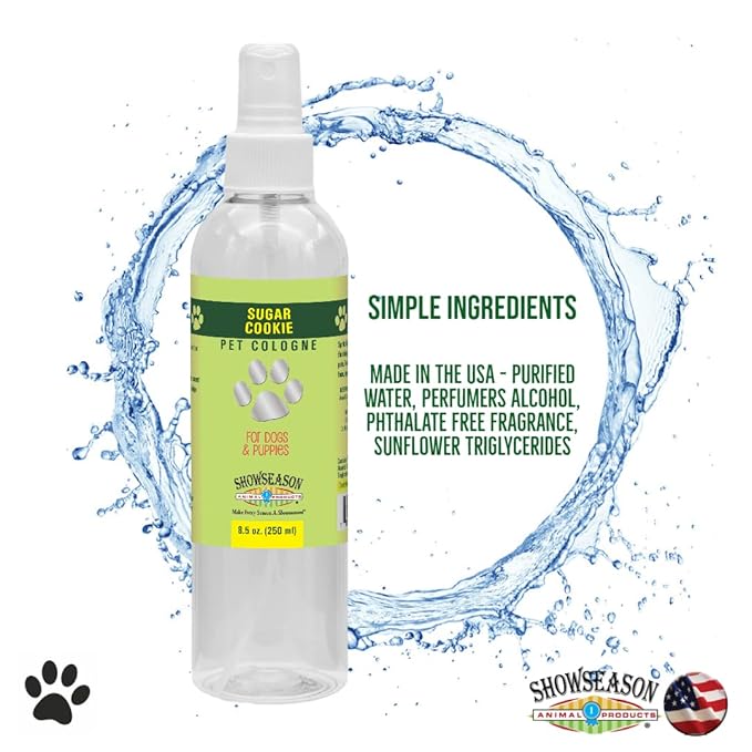 Showseason Sugar Cookie Dog Cologne 8.5 oz. | Long-Lasting Odor Eliminator | Dog Perfume| Paraben-Free | Biodegradable and Non-Toxic | Made In The USA