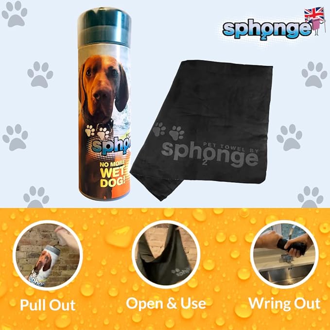 SPh2ONGE Highly Absorbent Pet and Dog Towel | 66 X 43cm | Dark Grey