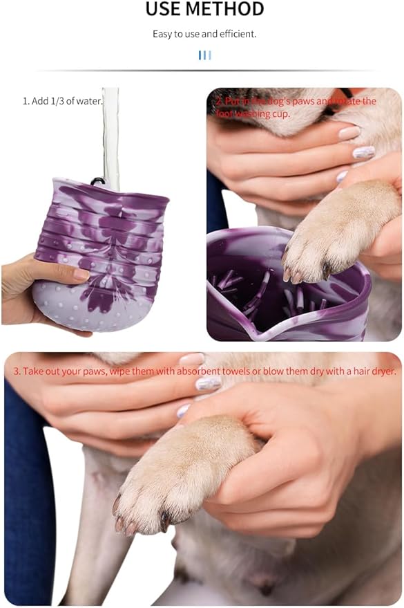 Dog Paw Cleaner, 2 in 1 Multi-Purpose Paw Cleaner, Dog Paw Scrubber and Cleaner (Large, Pink)