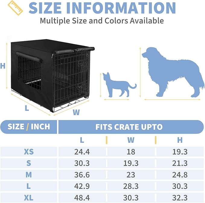 X-ZONE PET 48" Dog Crate Cover for Indoor/Outdoor - Heavy Duty Polyester Pet Kennel Cover Fits for Wire Dog Cage Black