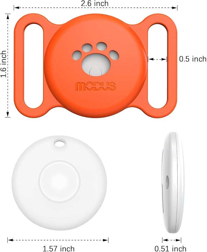 MODUS GPS Tracker Dog Collar Holder, Mini GPS Cat Dog Tracker Case, Real-Time Location Pet Tracking Smart Tracker (iOS Only), No Monthly Fee Cat Collar Holder(Locator Included)