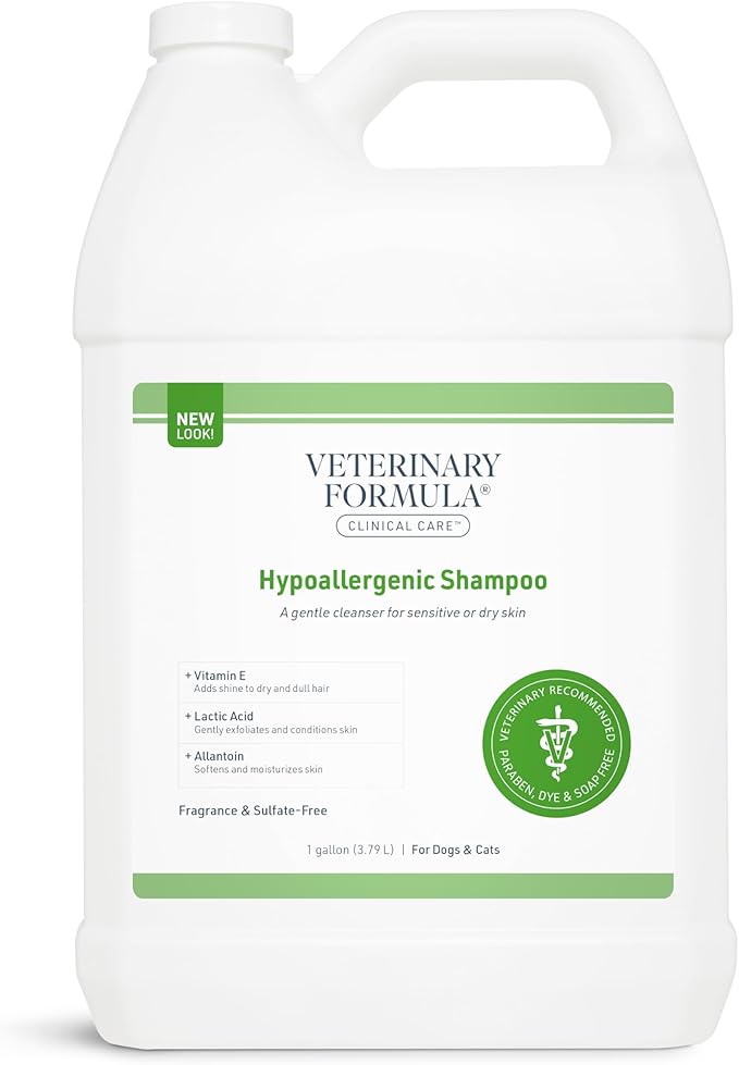 Veterinary Formula Clinical Care Hypoallergenic Shampoo for Dogs and Cats, 128 oz – No Harsh Ingredients – Fragrance-Free Pet Shampoo for Allergies and Sensitive Skin, Promotes Healthy Skin and Coat