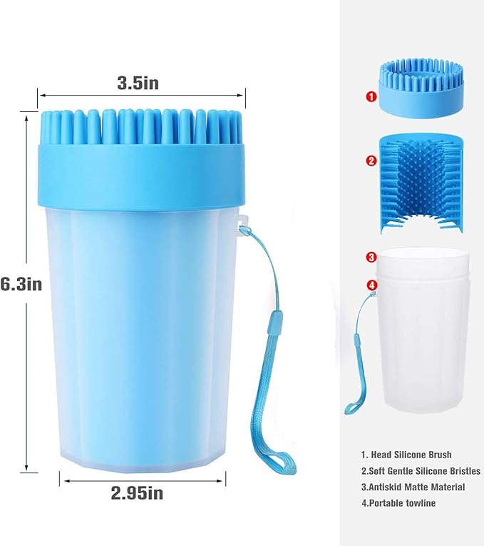 Portable Dog Paw Cleaner Upgrade Dog Cleaning Brush Paw Cleaner for Small/Medium Dogs (New, Red)