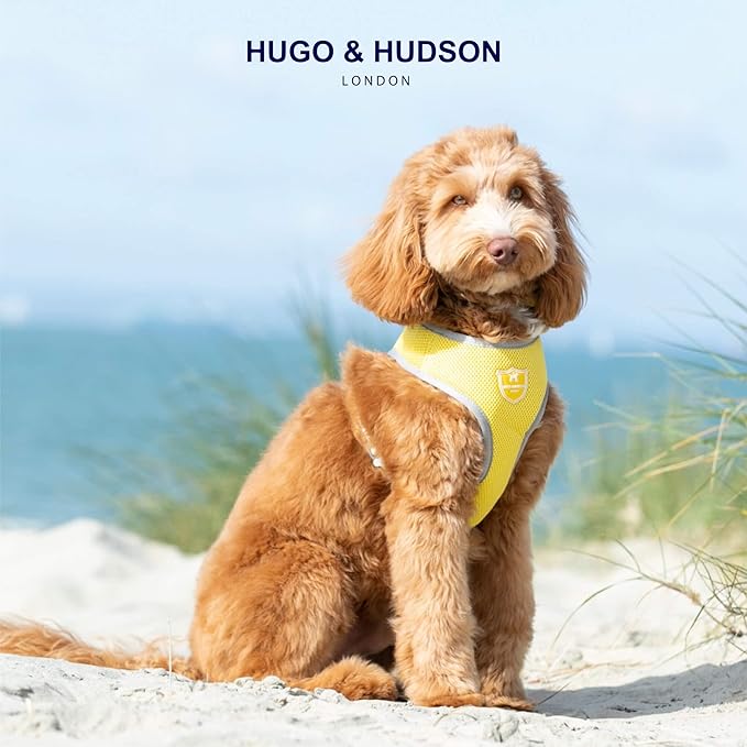 HUGO & HUDSON Dog Harness No-Pull Pet Harness Adjustable Quick Dry Mesh Padded Vest, Yellow, XS