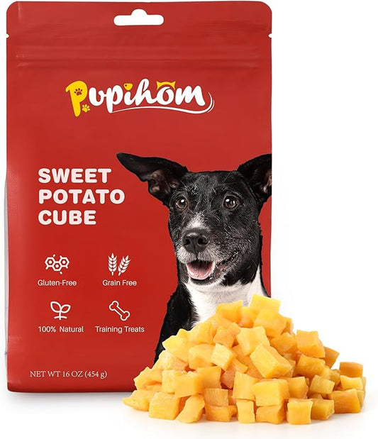 16OZ Sweet Potato Dog Training Treats,Potato Cube Dog Training Treats Reward Snacks for Small Medium Large Dogs, High Protein Dog Chewy Treats