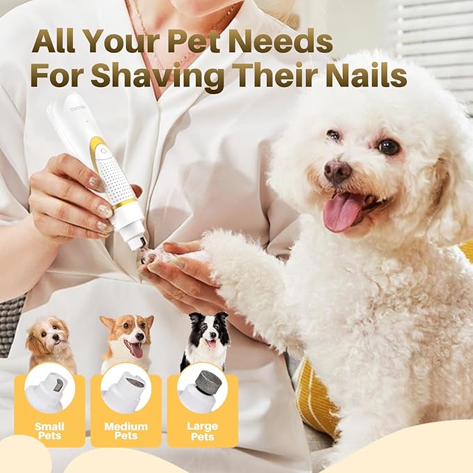 Small Dog Grooming Kit, 4 in 1 Electric Cordless Dog Paw Trimmer with Nail Grinder, Low Noise Dog Nail Trimmers, IPX7 Waterproof Small Dog Grooming Clippers for Paws, Ears, Face, Hip Hairl