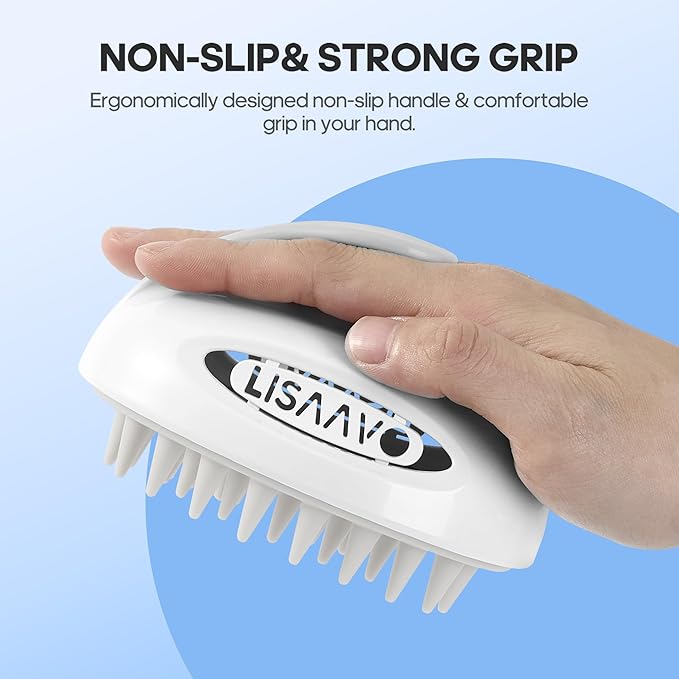 Pet Grooming Brush for Long & Short Hair Dogs Cats,Multi-Purpose Silicone Massage & Bath Brush for Pets,Promotes Shiny Coats,White