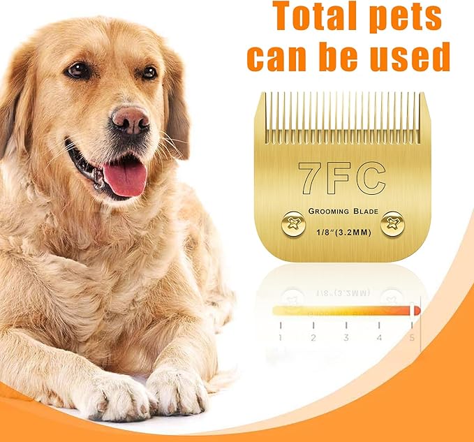 Audoc 4PCS 10 Blades Dog Grooming Blades Compatible with Andis/Oster A5/Wahl KM-10 Series Dog Clippers Replacement Blades,Detachable Dog Clipper Blades (Gold-#10+4FC+5FC+7FC)