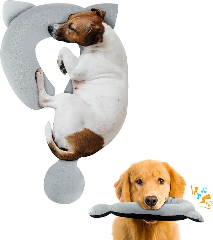 HOMBYS Chewproof Dog Claming Pillow, Indestructible Curl Up Question Mark Pillow for Small Large & Medium Dogs, Washable Dog Bed Pillow Cozy Dog Body Pillow, L (27.3"x15.6")