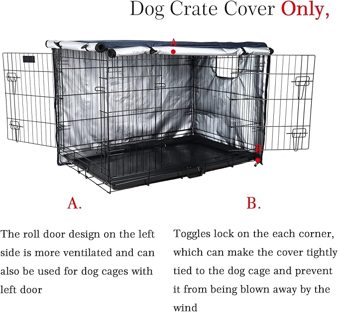 Senmortar Double Door Dog Crate Cover Wire Dog Cage Cover Waterproof Durable Lightweight 420D Polyester for Pet Crates Dark Blue 36 inches
