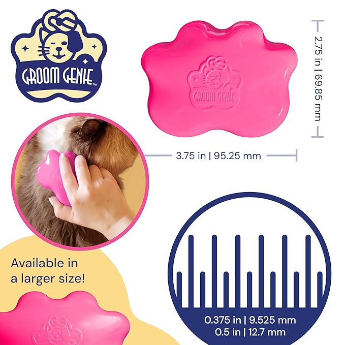 Small 4" Dog Pet Hair Massaging Brush Grooming Tool for Cats Dogs Long or Short Hair Raspberry Pink