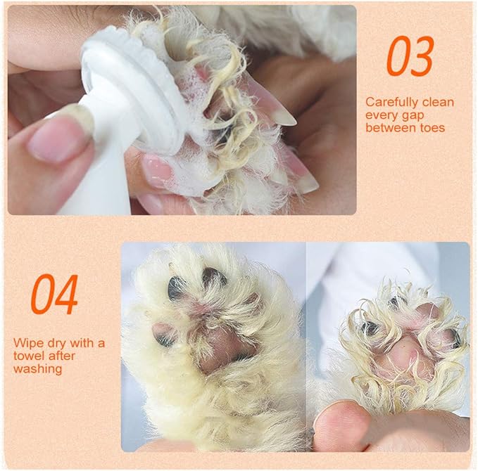 Pet Foot No Wash Foam dog cleaner Dog Foot Cleaning Foam Cleaner Waterless Pet Claw Care Foam cleaner with Silicone Brush Scrubber Foot Care Supplies for Dogs Cats General Claw Care