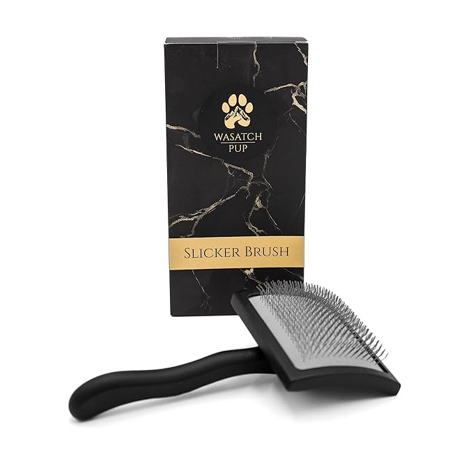 Slicker Brush for Dogs | Professional Dog Shedding Brush and Grooming Comb for Small Dog Breeds and Puppies | Ergonomic and Removes Shedding and Tangled Hair for Shiny Coat - Black