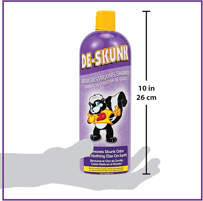 Odor Destroying Shampoo for Dogs, 32 oz. – Formulated with Powerful De-Greasers, Skunk Odor Remover for Pets, Carpet, Furniture and More – Removes Skunk Smell Fast