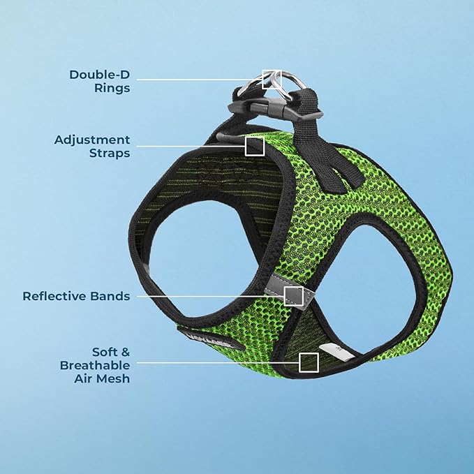 Voyager Step-in Air Dog Harness - All Weather Mesh, Reflective, No Pull Harness for Small, Medium Dogs, Cats - Secure with Hook & Loop Fastener, Buckle, Double D-Rings - Lime Green 2-Tone, M